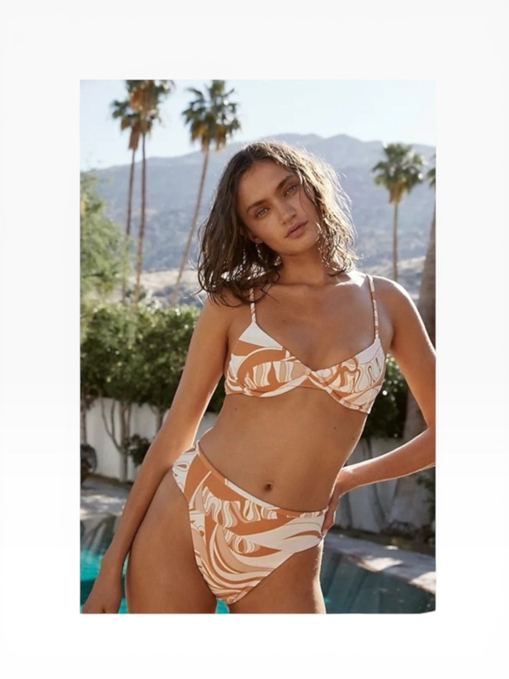 new Montce x Free People 𒀭Hayden Bikini Top XL 𒀭Tamarindo Bottom M 𒀭Carmel Print - Picture 3 of 16